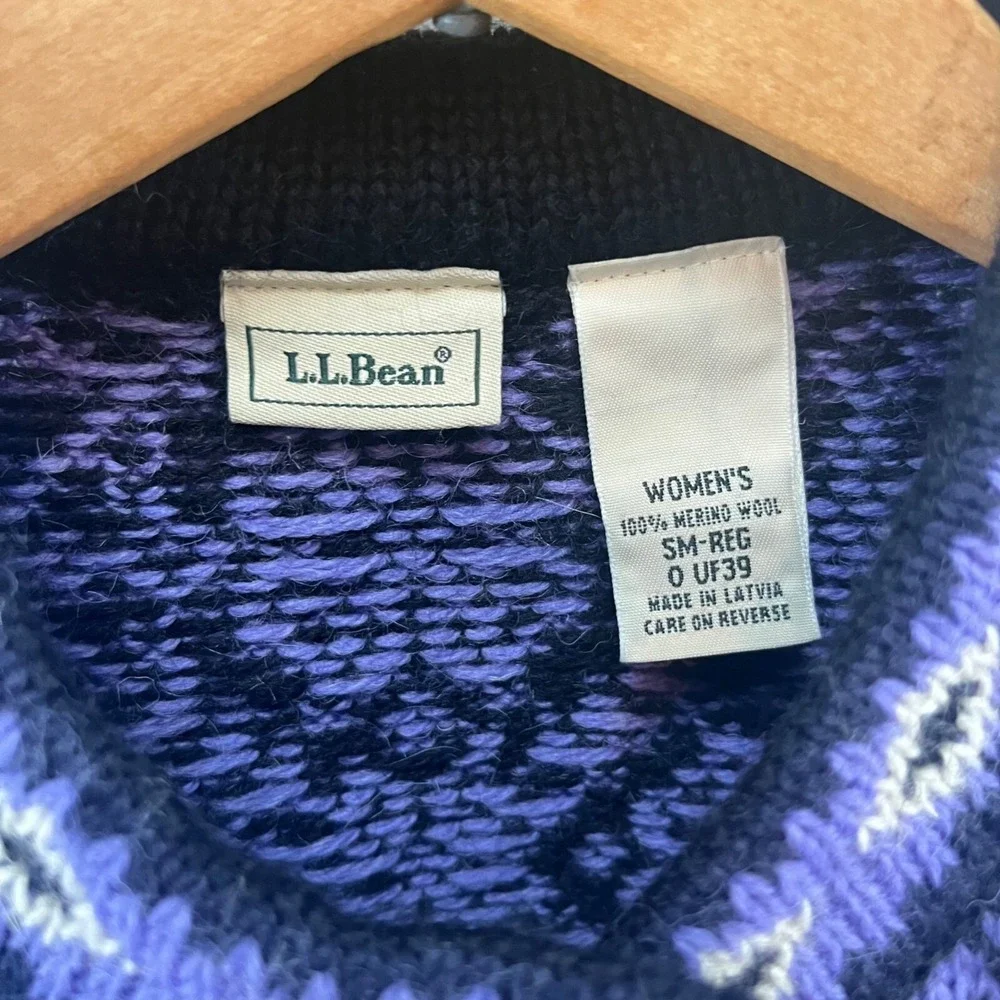 L.L. Bean Womens 100% Merino Wool Cardigan Sweater Nordic Metal Buttons Size S - Picture 5 of 5